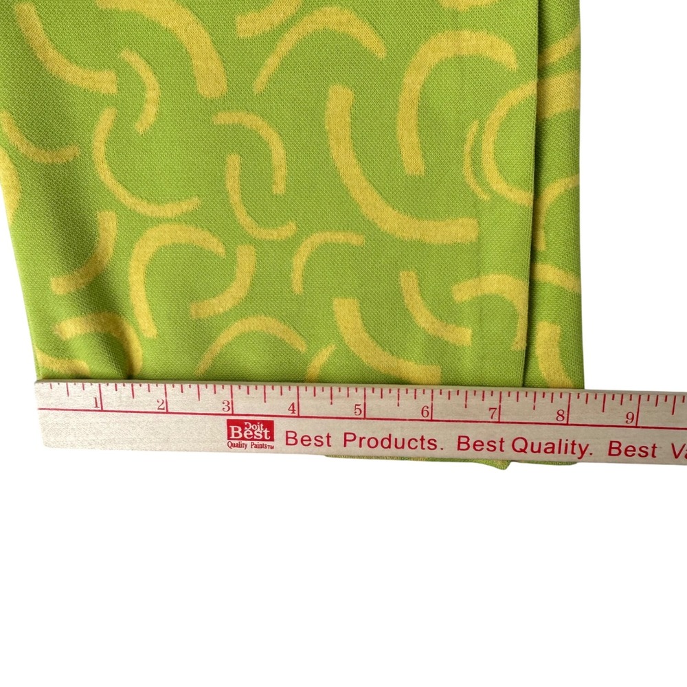 Zara Green Yellow Flared Jacquard Pull On Pant Womens Small 27x33.5 Boho Retro - Picture 5 of 10